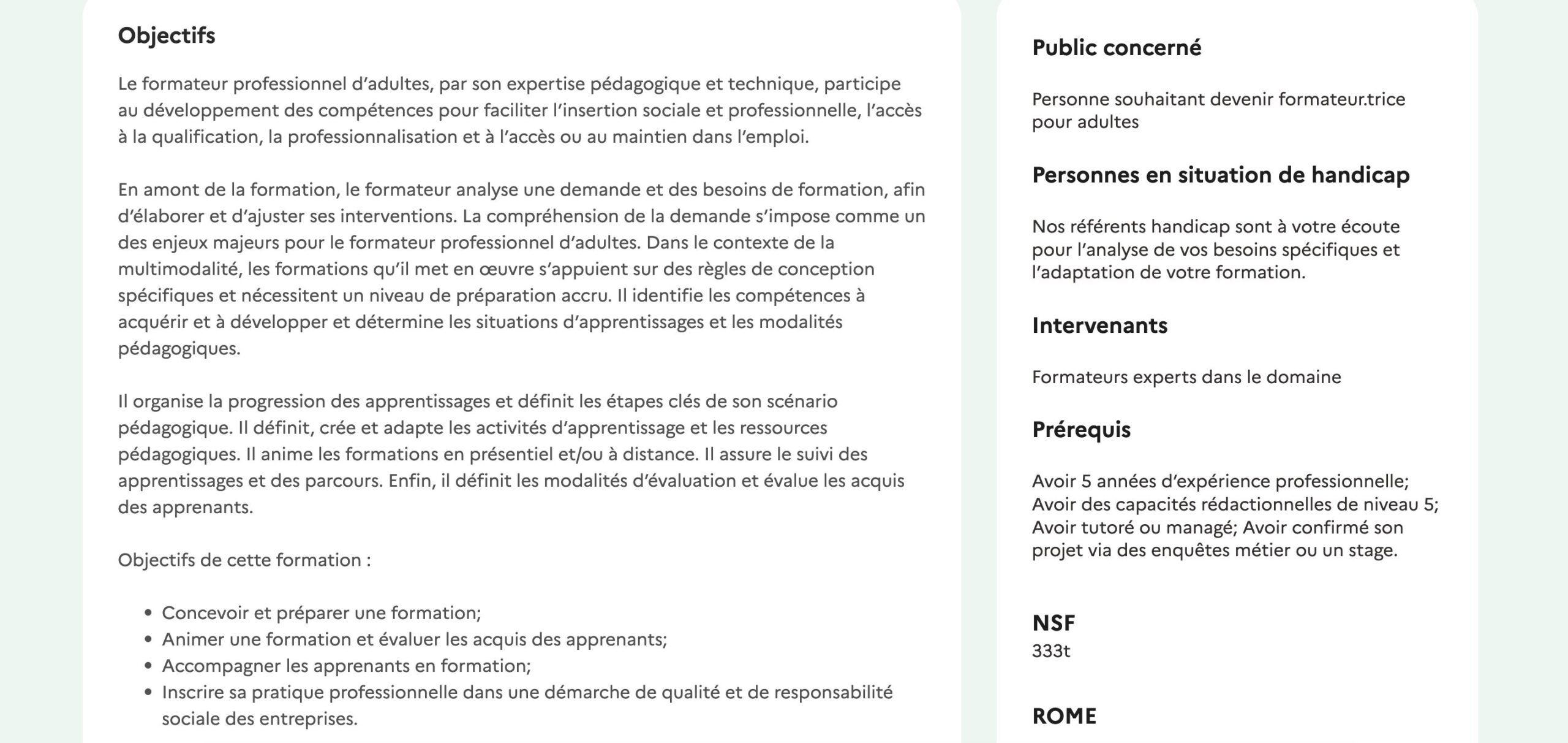 Formateur professionnel d'adultes GRETA