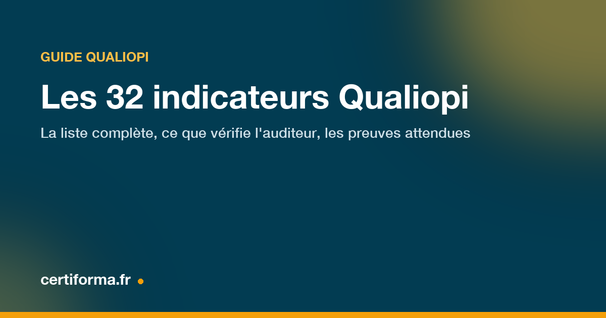 Couverture du guide 32 indicateurs — Certiforma