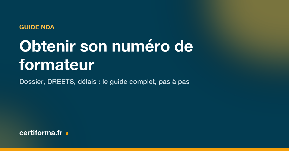 Couverture : obtenir son numéro de formateur — Certiforma